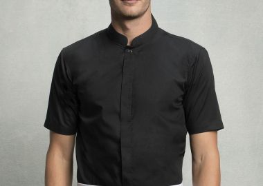 Κοντομάνικο πουκάμισο με μάο γιακά Bargear Bargear KK122 Black - Kustom Kit - 