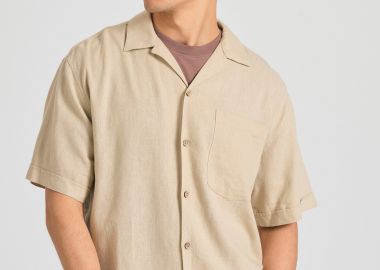Κοντομάνικο relaxed fit πουκάμισο από λινό και lyocell - FUNKY BUDDHA - 