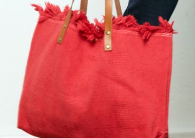 ΚΟΡΑΛΙ ΥΦΑΣΜΑΤΙΝΗ ΜΕΓΑΛΗ SHOPPER BAG - Anna Raxevsky - 