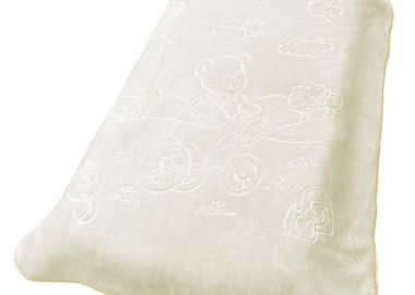 Κουβέρτα Βελουτέ Ανάγλυφη Πολυτελείας bebe Bicycle Bear 22 110X140 Ecru 100% Polyester - Dimcol - 