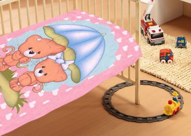 Κουβέρτα Κούνιας Βελουτέ 110x140εκ. Rainy Bears 06 Pink DimCol - DimCol - 