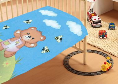 Κουβέρτα Κούνιας Βελουτέ 110x140εκ. Teddy Bear 01 Sky blue DimCol - DimCol - 