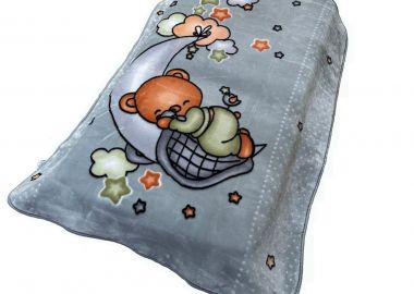 Κουβέρτα Κούνιας Βελουτέ Polyester 110x140εκ. Crescent Moon 33 Light Grey DimCol - DimCol - 