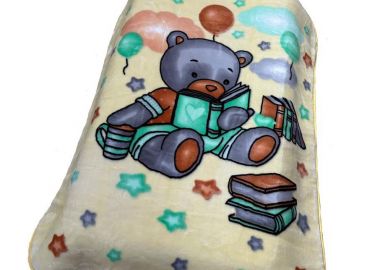 Κουβέρτα Κούνιας Βελουτέ Polyester 110x140εκ. Studying Bear 39 Ecrou-Light Yellow DimCol - DimCol - 