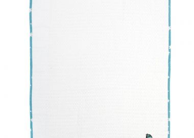 Κουβέρτα Πικέ Με Κέντημα bebe Dinosaur 180 80X110 White-Sky Blue 100% Cotton - Dimcol - 