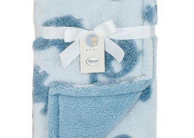 Κουβέρτα Sherpa Jacquard bebe 460 gsm Elephant 08 75X100 Sky Blue 100% Polyester - Dimcol - 