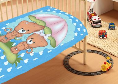 ΚΟΥΒΕΡΤΑ bebe Rainy Bears 05 110Χ140 Sky blue Βελουτέ polyester - Dimcol - 