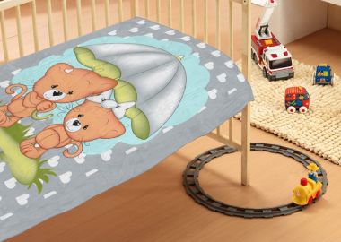 ΚΟΥΒΕΡΤΑ bebe Rainy Bears 07 110Χ140 Grey Βελουτέ polyester - Dimcol - 