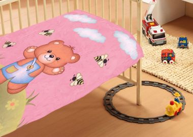 ΚΟΥΒΕΡΤΑ bebe Teddy Bear 02 110Χ140 Pink Βελουτέ polyester - Dimcol - 