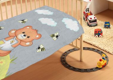 ΚΟΥΒΕΡΤΑ bebe Teddy Bear 03 110Χ140 Grey Βελουτέ polyester - Dimcol - 