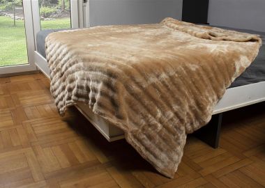 ΚΟΥΒΕΡΤΑ Coral Fleece Ριγέ 160X220 300gsm 12 Beige 100% Polyester - Dimcol - 