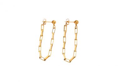 Κρεμαστά σκουλαρίκια αλυσίδες από ανοξείδωτο ατσάλι σε χρυσή απόχρωση -  - 