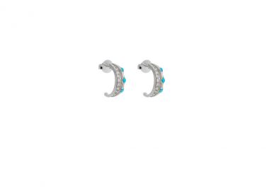 Κρεμαστά σκουλαρίκια από ασήμι 925 με τυρκουάζ πέτρες και λευκά ζιργκόν -  - 