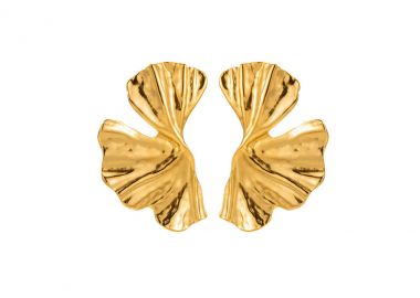 Κρεμαστά σκουλαρίκια με ανάγλυφη υφή από ανοξείδωτο ατσάλι σε χρυσή απόχρωση -  - 