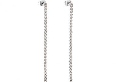 Κρεμαστά σκουλαρίκια με λευκά ζιργκόν από ανοξείδωτο ατσάλι σε ασημένια απόχρωση -  - 