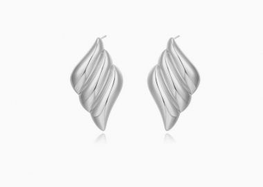 Κρεμαστά σκουλαρίκια με πτυχώσεις από ανοξείδωτο ατσάλι σε ασημένια απόχρωση -  - 
