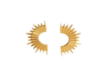 Κρεμαστά σκουλαρίκια με σχέδιο ήλιου από ανοξείδωτο ατσάλι σε χρυσή απόχρωση -  - 