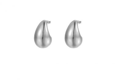 Κρεμαστά σκουλαρίκια με σχήμα δάκρυ από ανοξείδωτο ατσάλι σε ασημένια απόχρωση -  - 