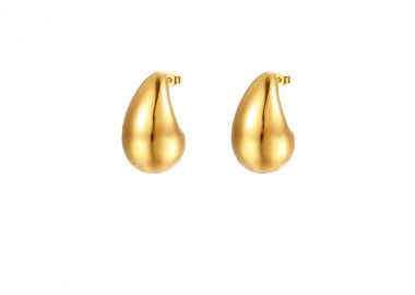 Κρεμαστά σκουλαρίκια με σχήμα δάκρυ από ανοξείδωτο ατσάλι σε χρυσή απόχρωση -  - 
