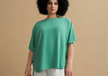 Κρεπ μπλούζα με ασύμμετρη πλάτη - MAT FASHION - 