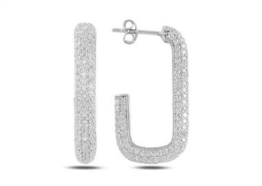 Κρίκοι γυναικείοι από ασήμι 925 με πέτρες ζιργκόν -  - 