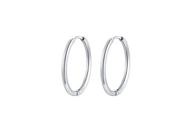 Κρίκοι σκουλαρίκια από ανοξείδωτο ατσάλι σε ασημένια απόχρωση -  - 