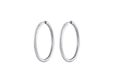 Κρίκοι σκουλαρίκια από ανοξείδωτο ατσάλι σε ασημένια απόχρωση -  - 