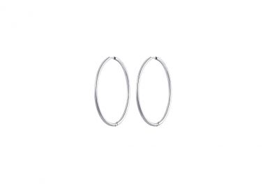 Κρίκοι σκουλαρίκια από ανοξείδωτο ατσάλι σε ασημένια απόχρωση -  - 