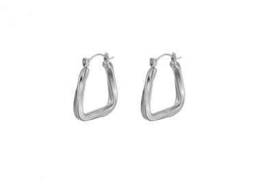 Κρίκοι σκουλαρίκια από ανοξείδωτο ατσάλι σε ασημένια απόχρωση -  - 