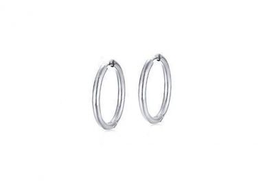 Κρίκοι σκουλαρίκια από ανοξείδωτο ατσάλι σε ασημένια απόχρωση -  - 