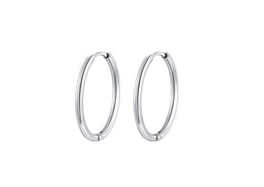 Κρίκοι σκουλαρίκια από ανοξείδωτο ατσάλι σε ασημένια απόχρωση -  - 