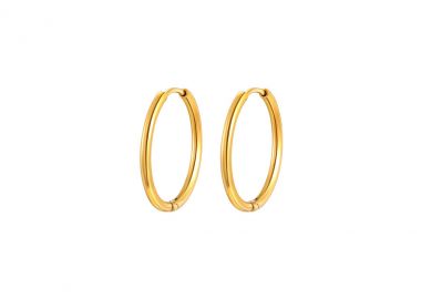 Κρίκοι σκουλαρίκια από ανοξείδωτο ατσάλι σε χρυσή απόχρωση -  - 