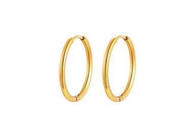 Κρίκοι σκουλαρίκια από ανοξείδωτο ατσάλι σε χρυσή απόχρωση -  - 