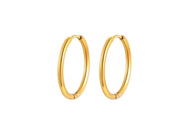 Κρίκοι σκουλαρίκια από ανοξείδωτο ατσάλι σε χρυσή απόχρωση -  - 