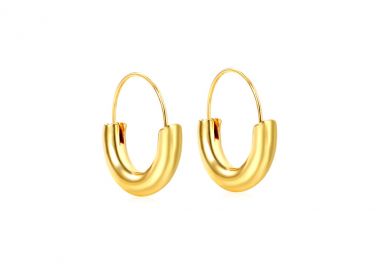 Κρίκοι σκουλαρίκια από ανοξείδωτο ατσάλι σε χρυσή απόχρωση -  - 