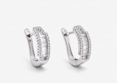 Κρίκοι σκουλαρίκια από ασήμι 925 με λευκά ζιργκόν -  - 