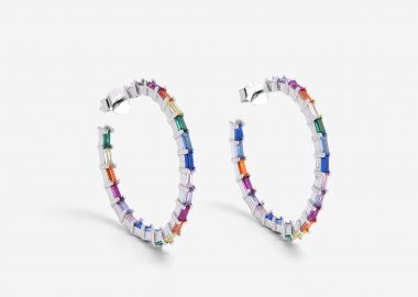 Κρίκοι σκουλαρίκια από ασήμι 925 με πολύχρωμα ζιργκόν -  - 