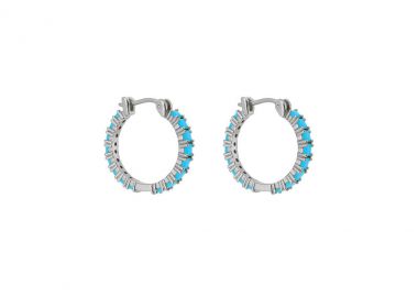 Κρίκοι σκουλαρίκια από ασήμι 925 με τυρκουάζ πέτρες -  - 