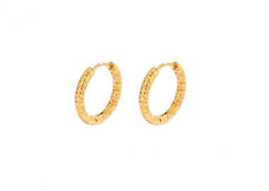 Κρίκοι σκουλαρίκια με ανάγλυφη υφή από ανοξείδωτο ατσάλι σε χρυσή απόχρωση -  - 