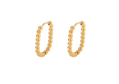 Κρίκοι σκουλαρίκια με μπίλιες από ανοξείδωτο ατσάλι σε χρυσή απόχρωση -  - 