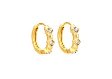 Κρίκοι σκουλαρίκια με ζιργκόν από ανοξείδωτο ατσάλι σε χρυσή απόχρωση -  - 