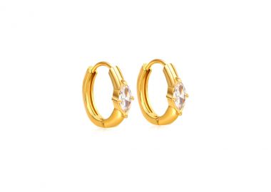 Κρίκοι σκουλαρίκια με ζιργκόν από ανοξείδωτο ατσάλι σε χρυσή απόχρωση -  - 