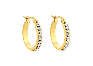 Κρίκοι σκουλαρίκια με ζιργκόν μεγάλου μεγέθους από ανοξείδωτο ατσάλι σε χρυσή απόχρωση -  - 