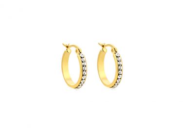 Κρίκοι σκουλαρίκια με ζιργκόν μικρού μεγέθους από ανοξείδωτο ατσάλι σε χρυσή απόχρωση -  - 