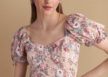 Κροπ τοπ φλοράλ με shiny στοιχεία - 5206634907684 -  - 