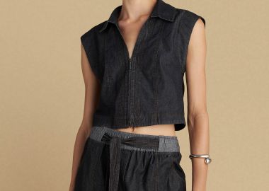 Κροπ τοπ με φερμουάρ τύπου denim - 5206179030014 -  - 