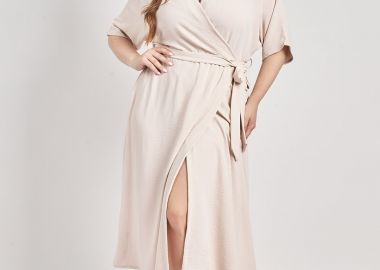 Κρουαζέ αέρινο φόρεμα με ζώνη washed ανάγλυφο -  - 