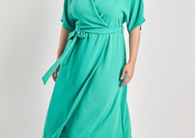 Κρουαζέ αέρινο φόρεμα με ζώνη washed ανάγλυφο -  - 