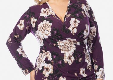 Κρουαζέ εμπριμέ μπλούζα σε μωβ χρώμα -  - 