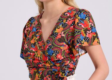 Κρουαζέ τοπ με τύπωμα σε boho look - FUNKY BUDDHA - 